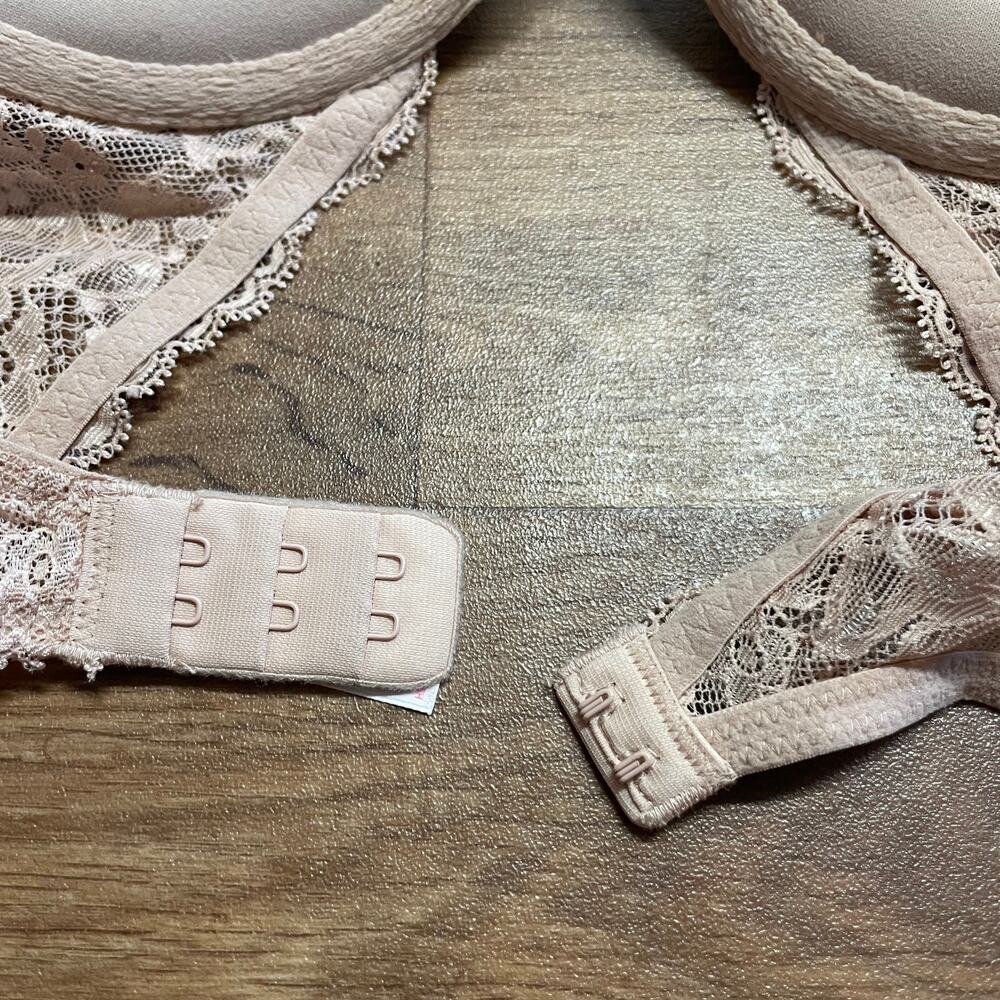 Victorias Secret Nude Dream Push Up Bra Womens Size 32D Beige Lace Padded Tan - Picture 7 of 8